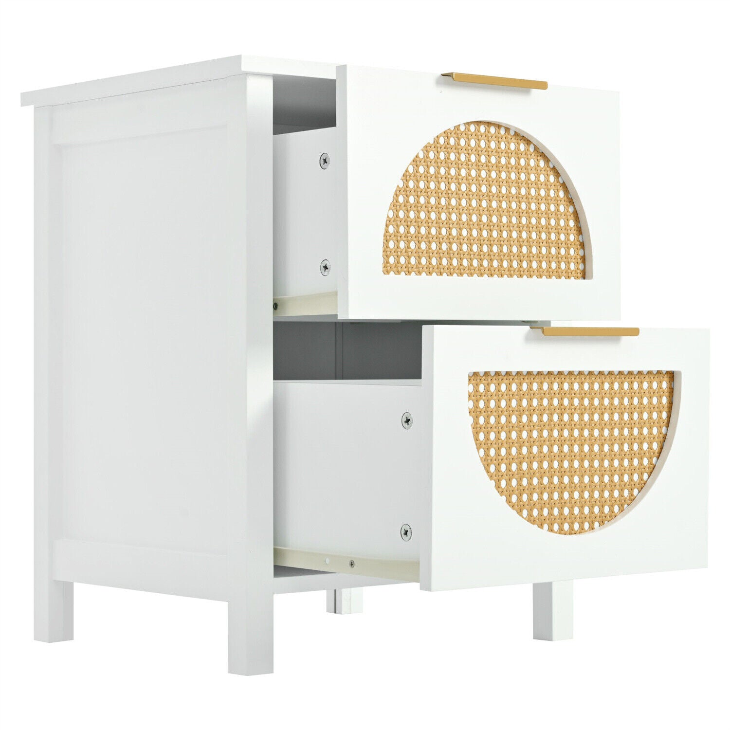 2 Drawer Wooden Bedside Tables Set of 2 Cabinet Bedroom Storage Nightstand White