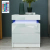High Gloss Bedside Table Cabinet Bedroom Storage Nightstand with RGB LED Light