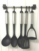 6 HOOK KITCHEN UTENSIL TOOL HOLDER STORAGE WALL RACK RAIL MOVABLE HOOKS FIXTURE