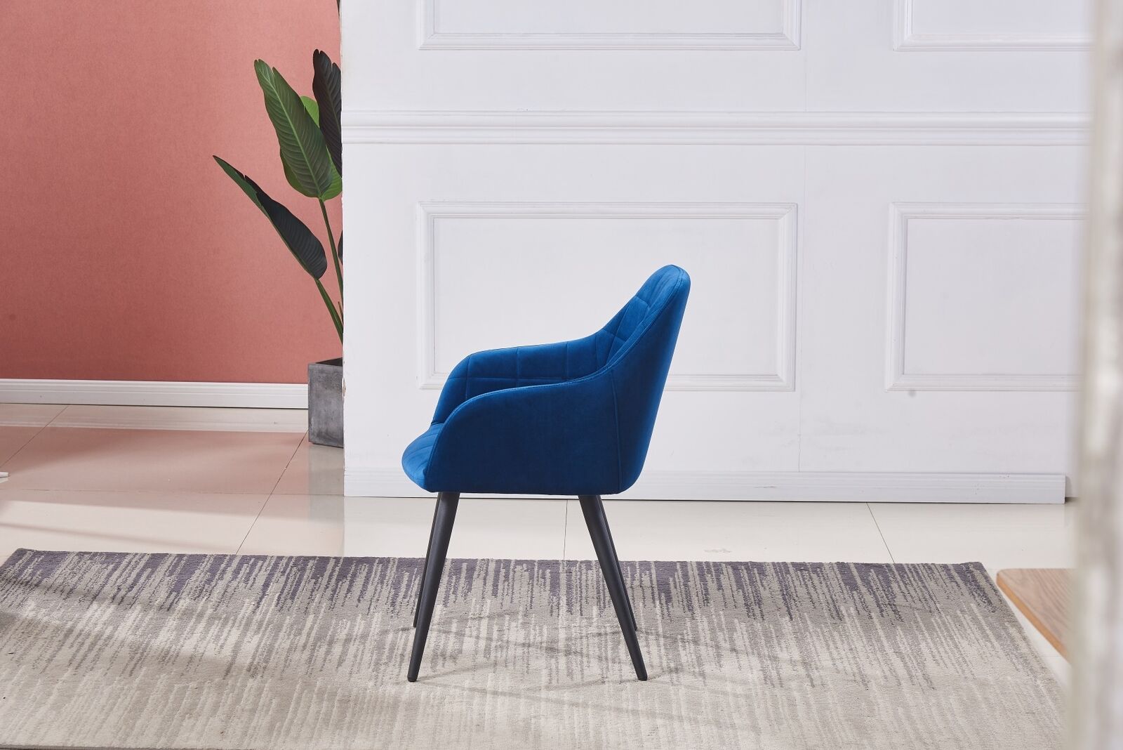 2X Velvet Dining Chairs Living Room Chairs with Armrest Counter Chairs Metal leg