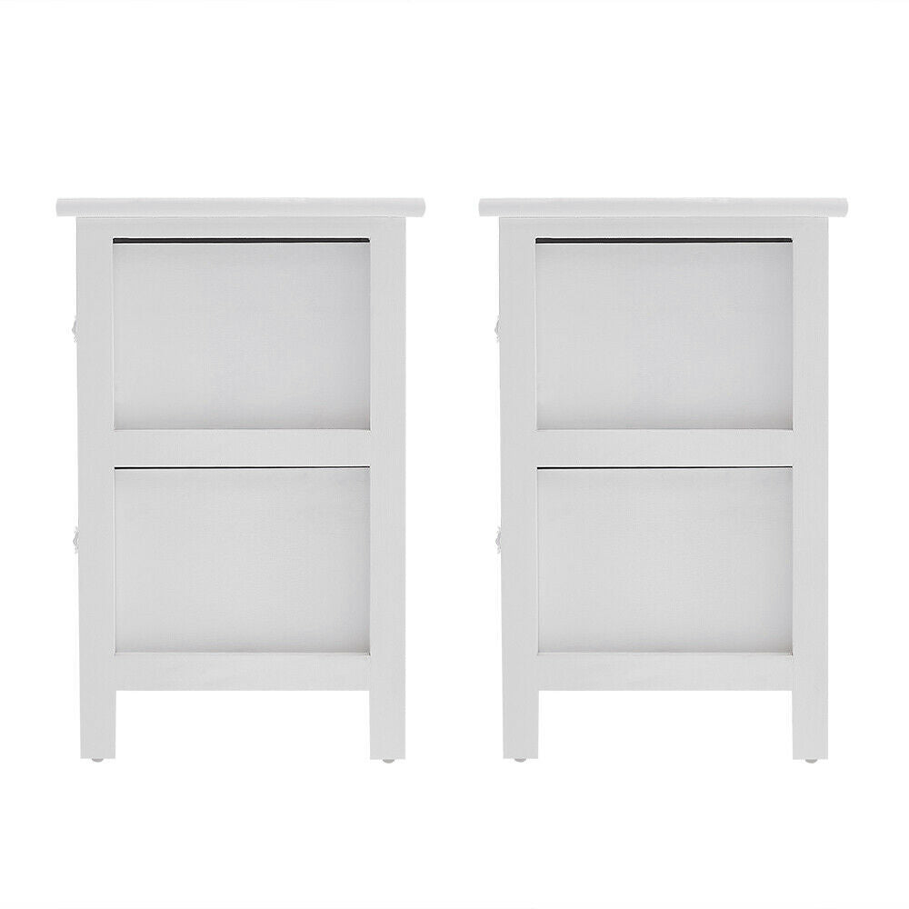 2X Bedside Table Cabinet Bedroom Storage Furniture Nightstand with 2 Drawer UK