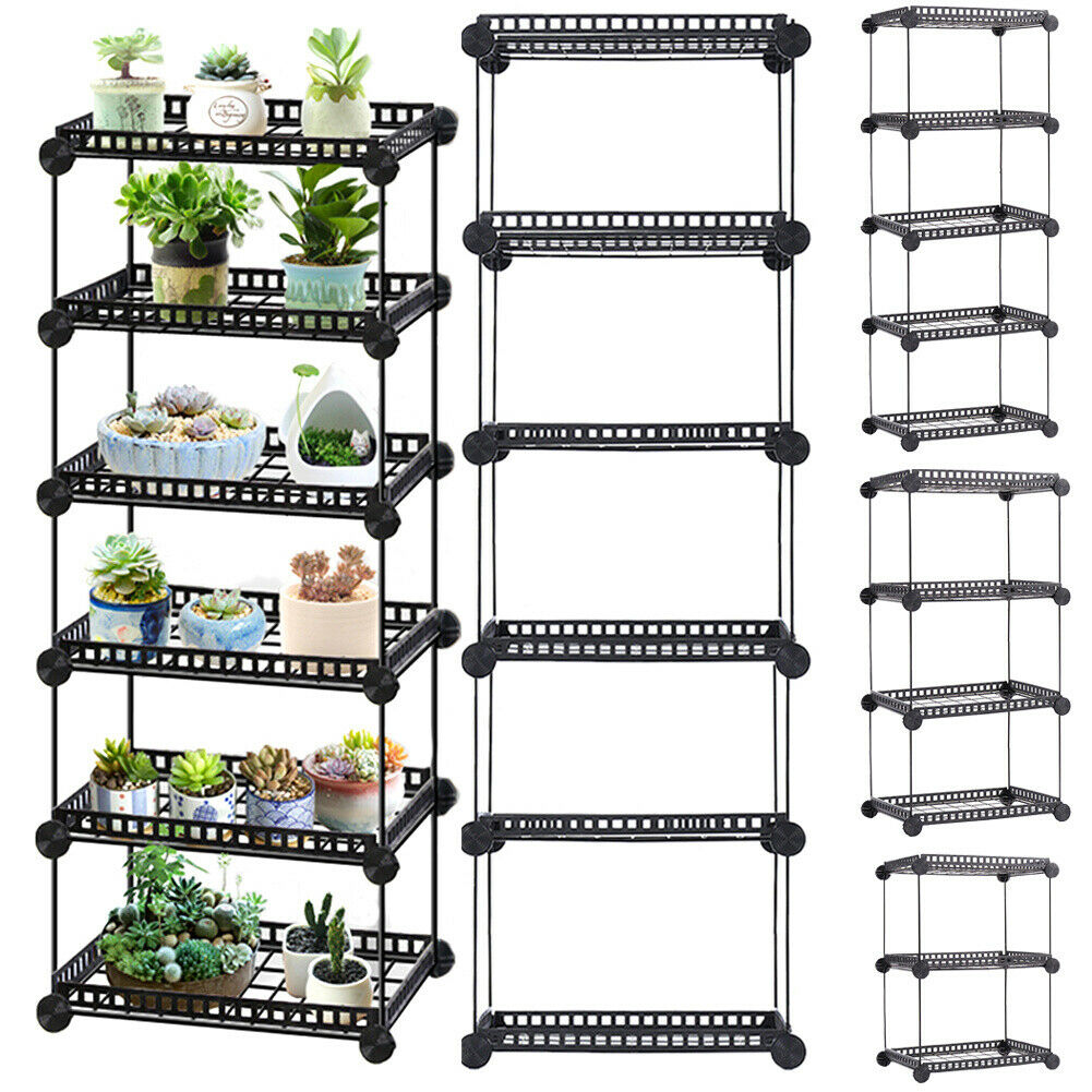 3/4/5/6Tier Wire Metal Shelving Flower Shelf Plant Display Rack Planter Pot Rack