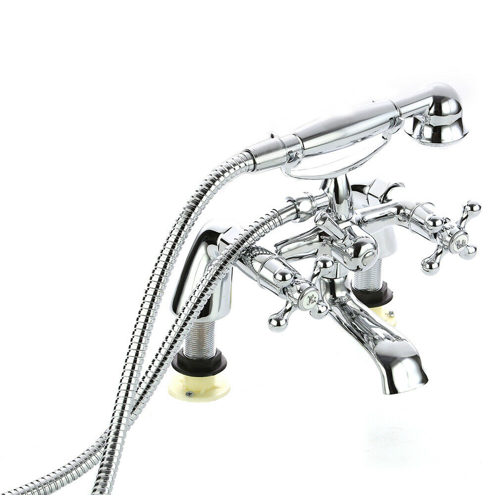 UK Traditional Bath Filler Shower Mixer Tap with Handset Bathroom Taps Chrome