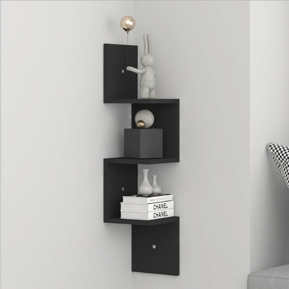 3 Tier Corner Shelf Floating Wall Shelves Storage Display Bookcase Home Decor