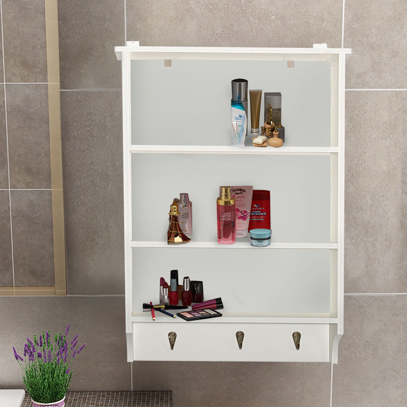 3 Tier Floating Wall Shelves Display Storage Shelf Wall Mounted Wood Unit Rack