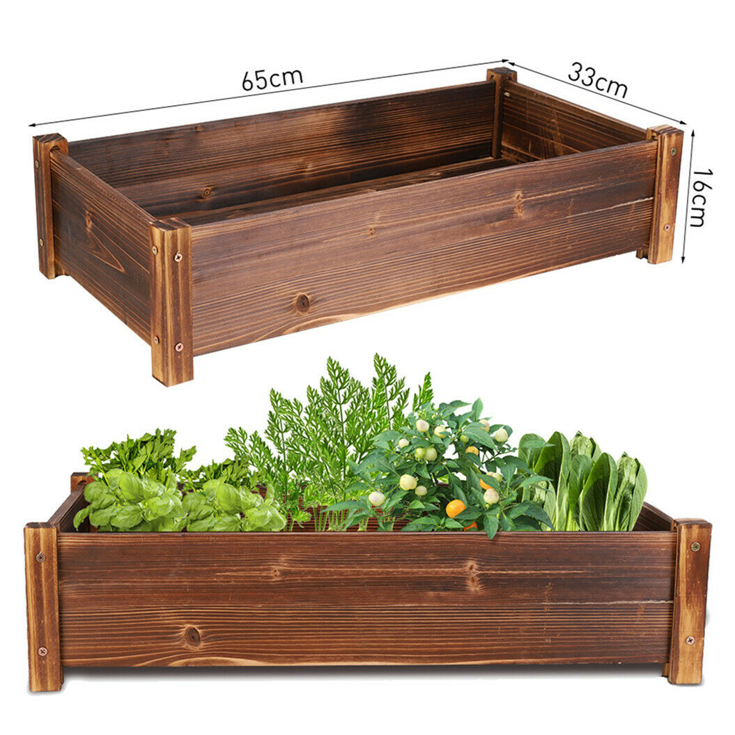Rustic Wooden Planters Garden Outdoor Flower Plant Grow Trough Contain ...