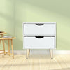 Wooden Bedside Table Cabinet Bedroom Storage Furniture Nightstand with 2 Drawer