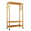 2 in 1 Garment Rail Wooden Clothes Rack Stand Shoes Rack With Coat Hat Side Hook