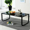Modern Glass Coffee Table Black Rainbow Side Table Black Metal Legs Living Room