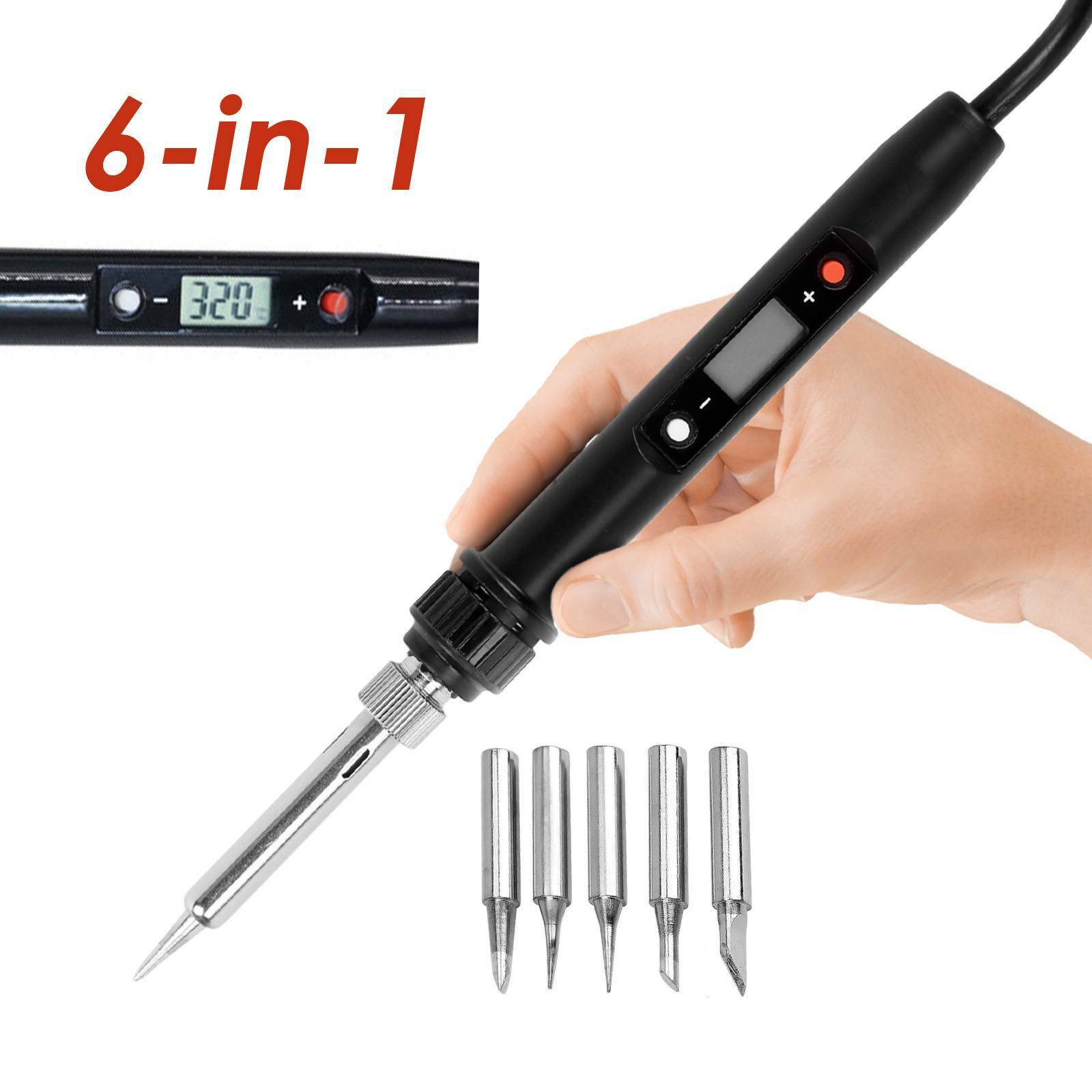 80W LCD Digital Adjustable Temperature Electronics Soldering Welding Iron Kit UK