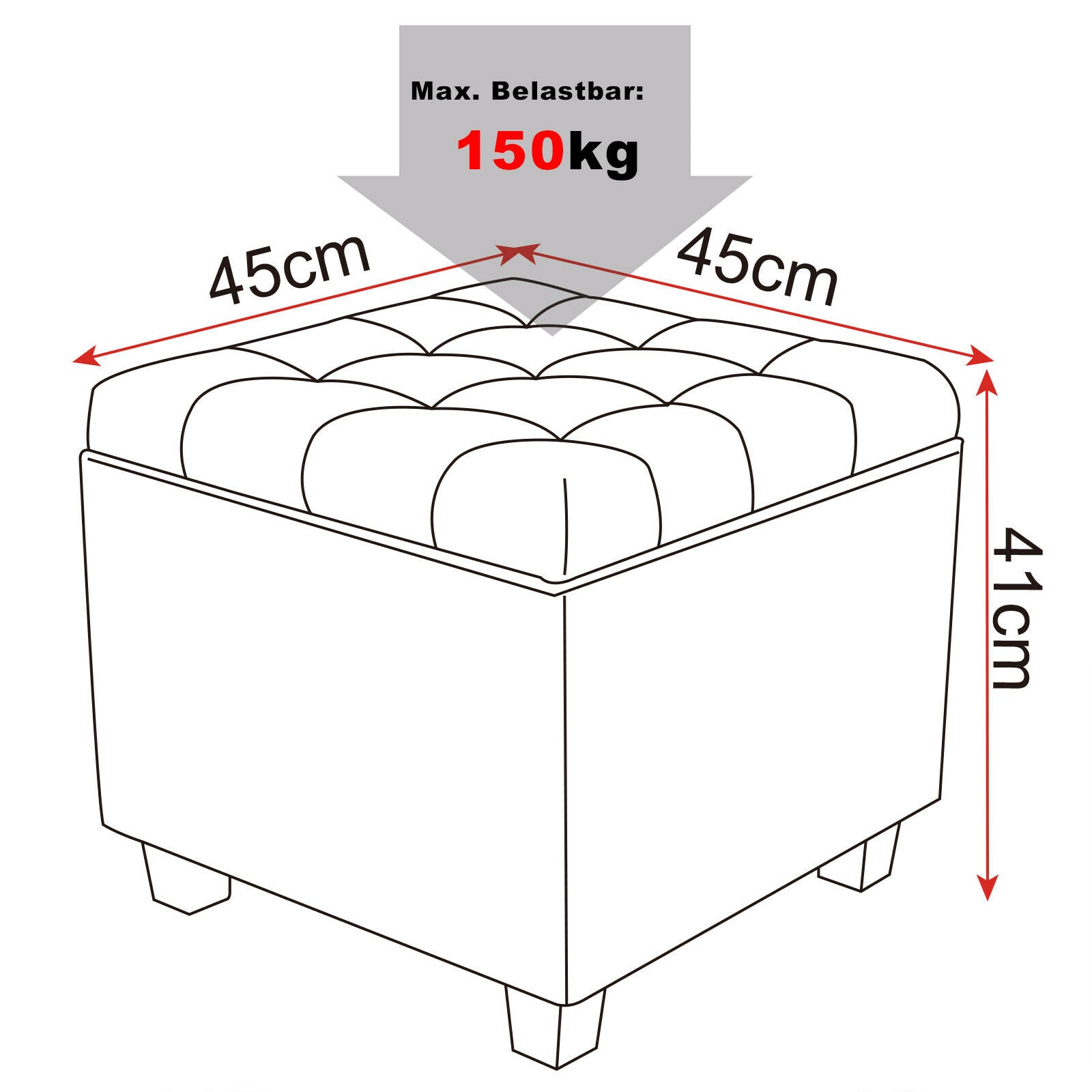 Ottoman Stool Toy Storage Box Cube Bench Pouffe Seat Stool Home Chair Footstool