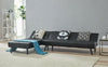 3 Seater Sofa Bed + Chaise Black Grey L Shape PVC Fabric Recliner Corner Sofabed