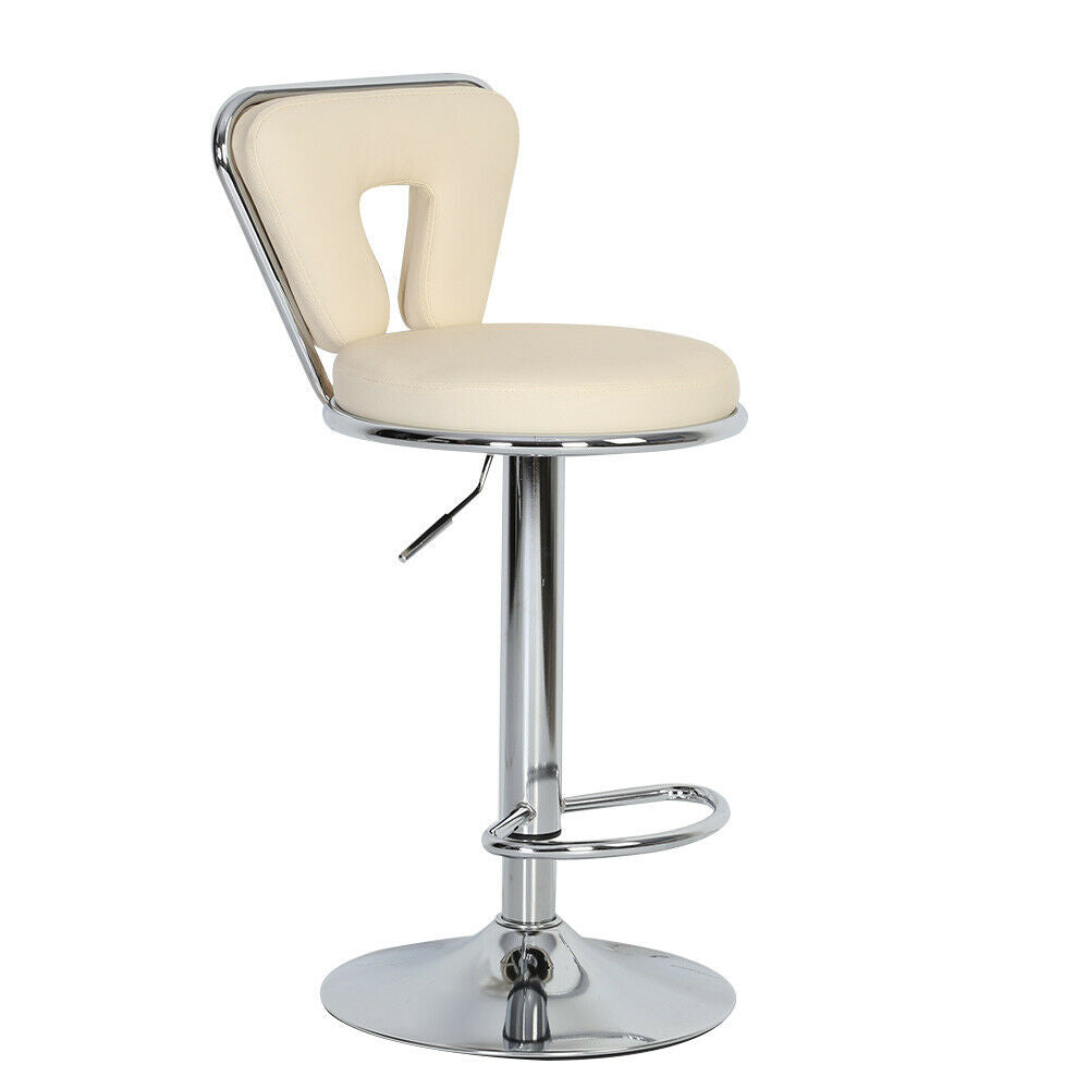 2× White Bar Stools Faux Leather Barstool Kitchen Pub Stool Breakfast Bar Chair