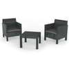 3 Piece Weatherproof Rattan Outdoor Garden Furniture Set , 2 Chairs + 1 Table (3 Pcs Anthracite)