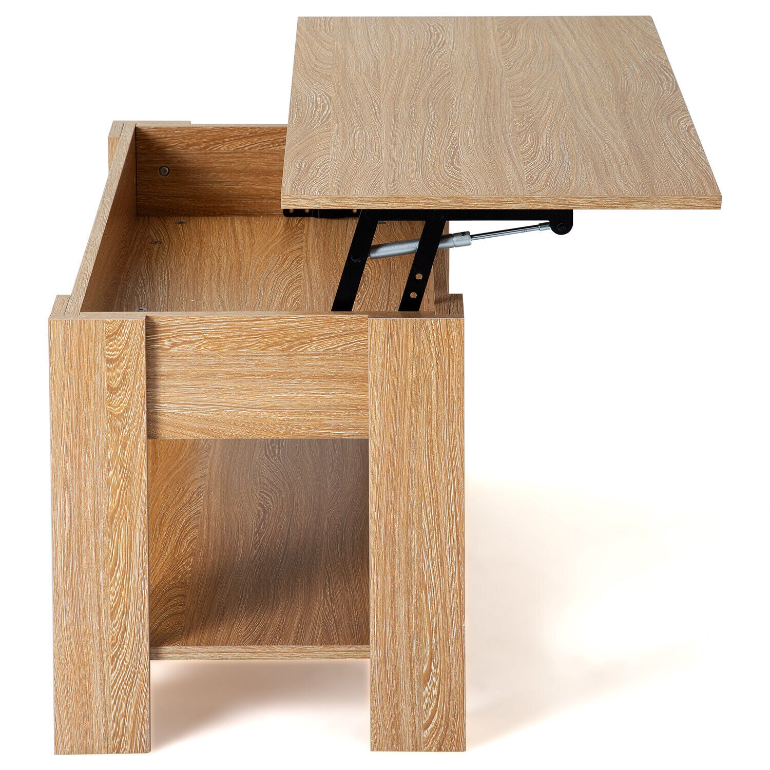 2 Tier Coffee Table With Lift Up Top Wood Living Room Sofa Table Storage Shelf