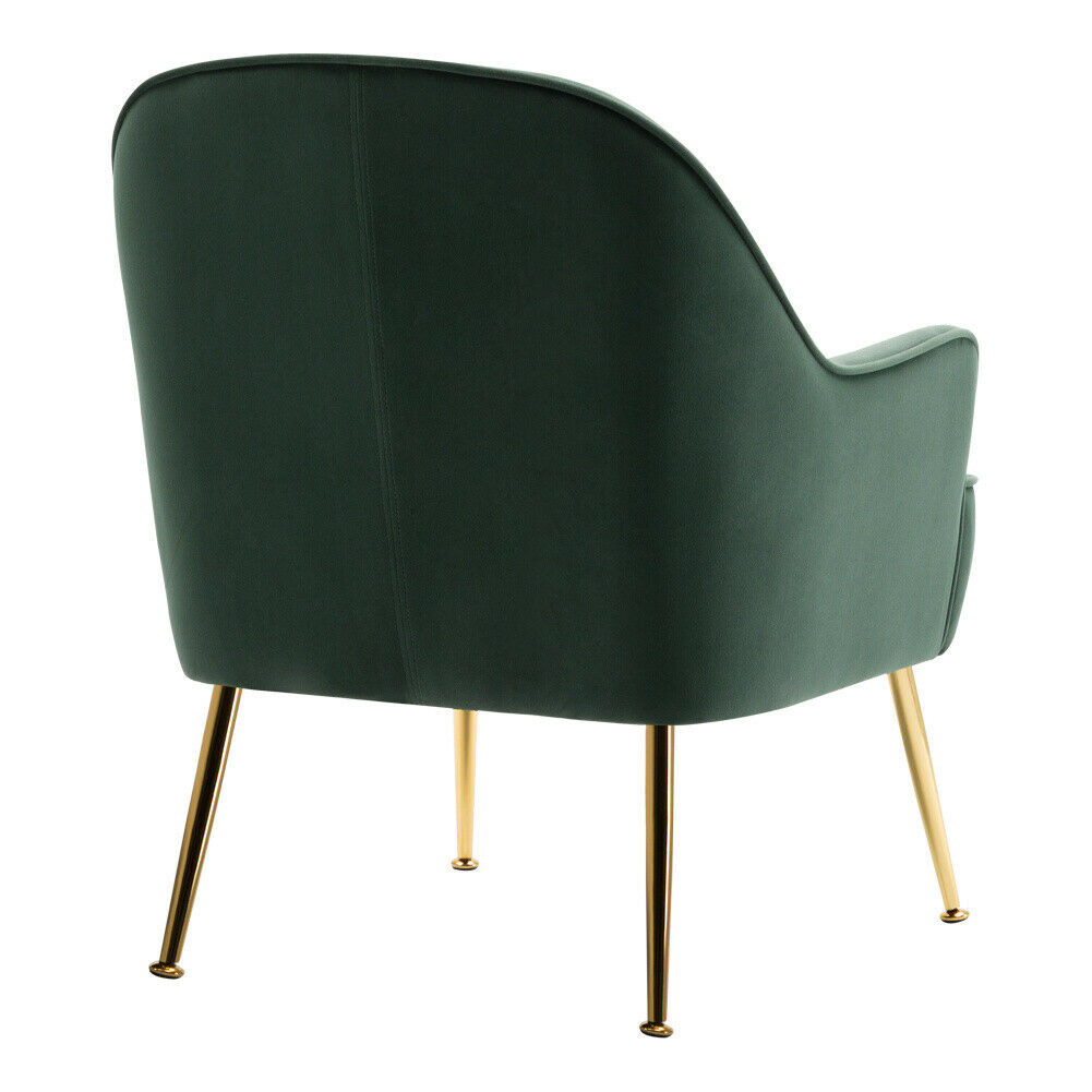 Emerald Green Velvet Fabric Upholstered Nordic Sofa Armchair Tub Chair Metal Leg
