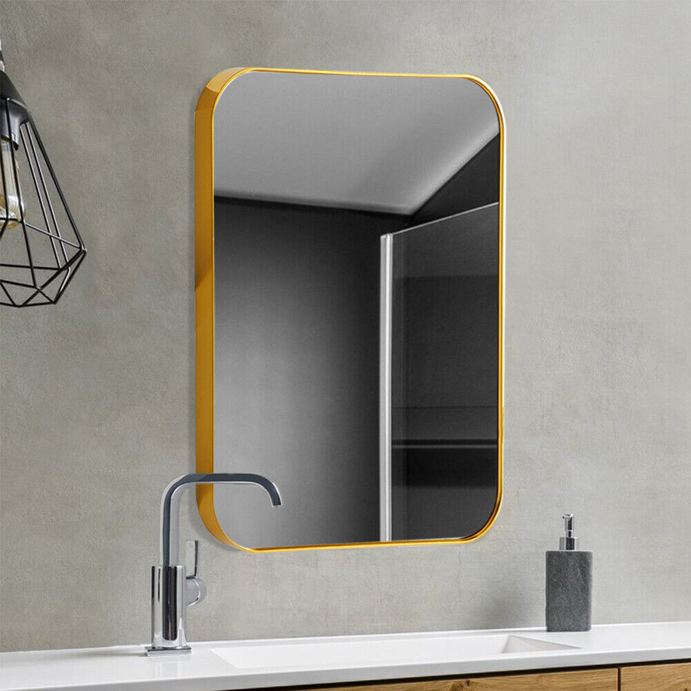 Black/Gold Rectangle Metal Frame Home Bathroom Glass Wall Mounted Vanity Mirror