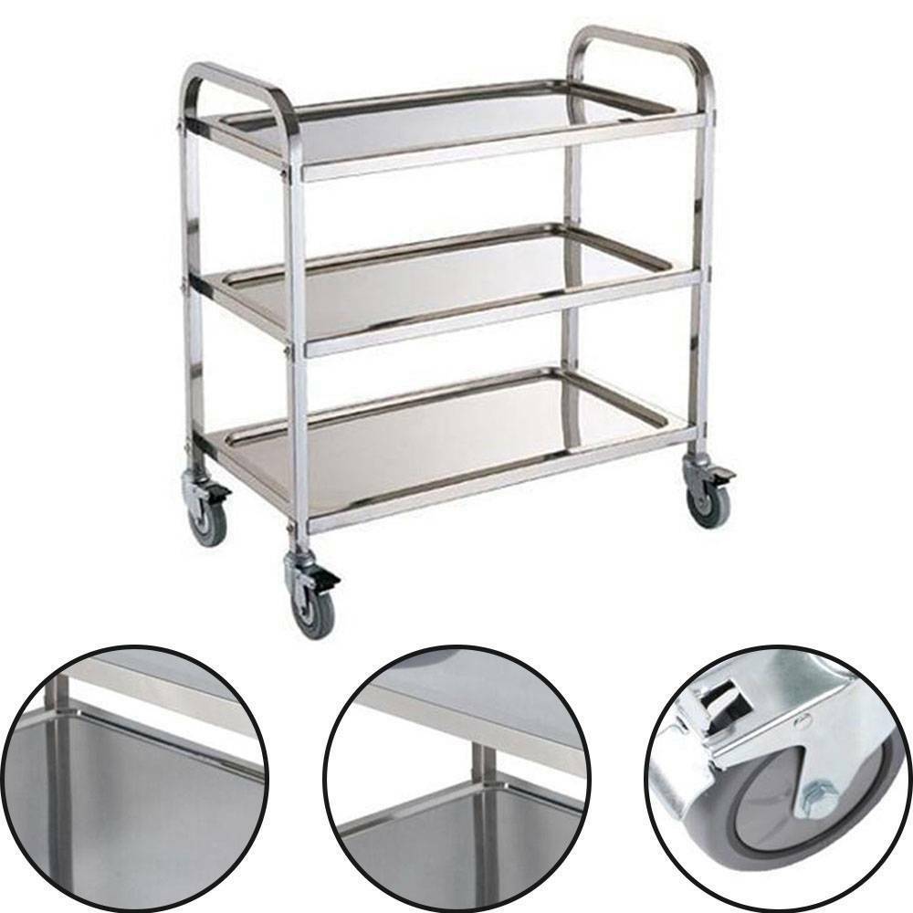 3 Tier Stainless Steel Trolley Cart Hotel Restaurant Serving Catering Train UK