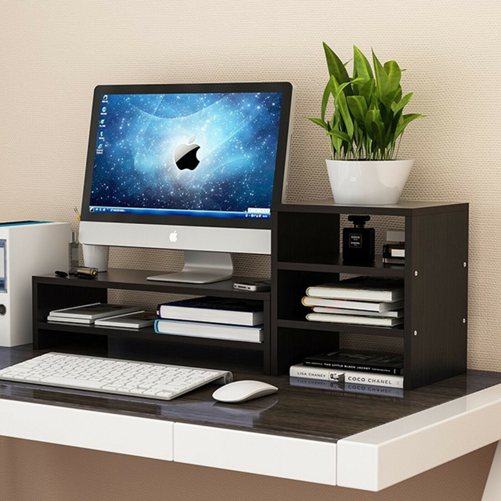 Desktop PC Laptop Monitor Stand Computer Screen Riser Home Office Storage Shelf