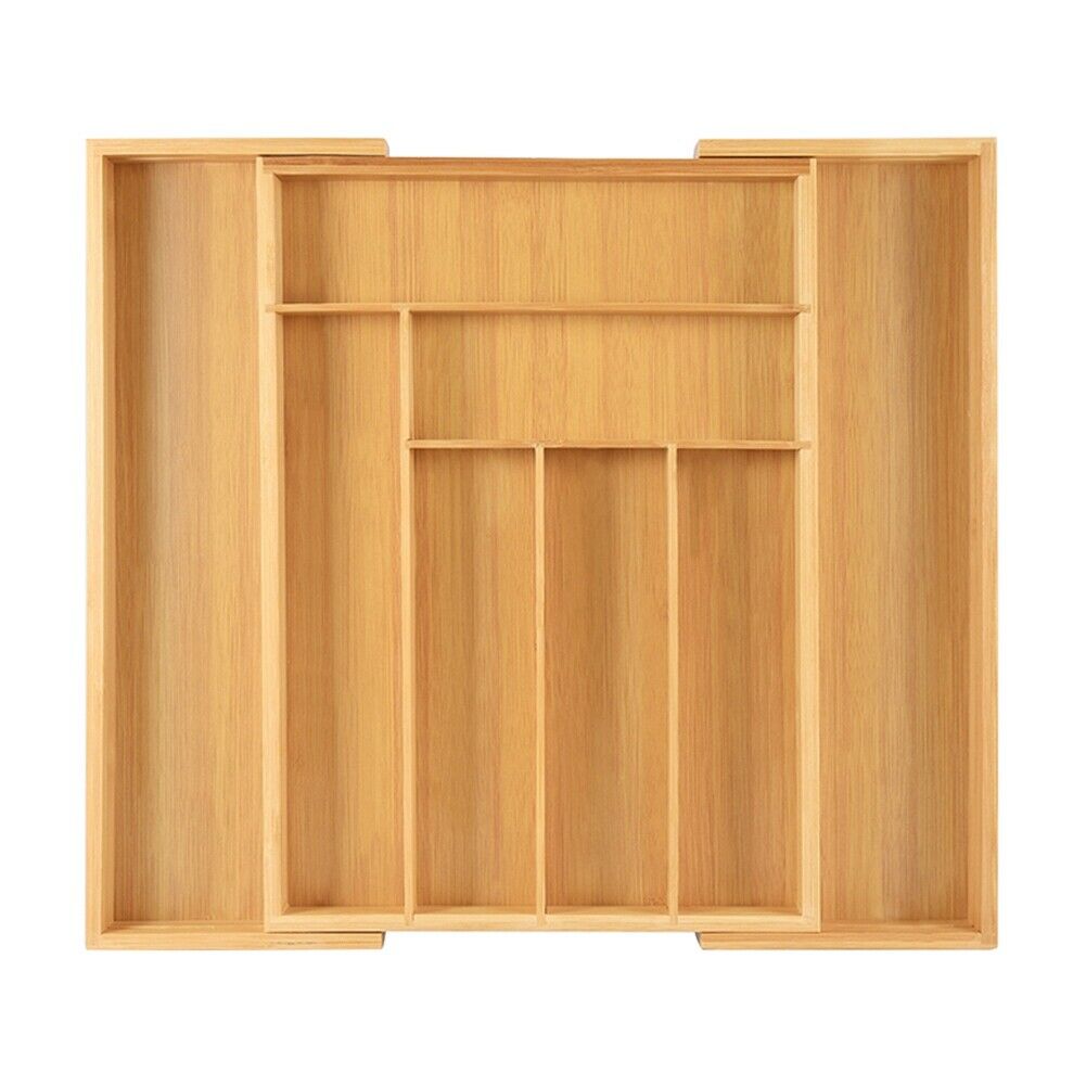 New Cutlery Organiser Drawer Storage Tray Wooden Bamboo Expandable Extending