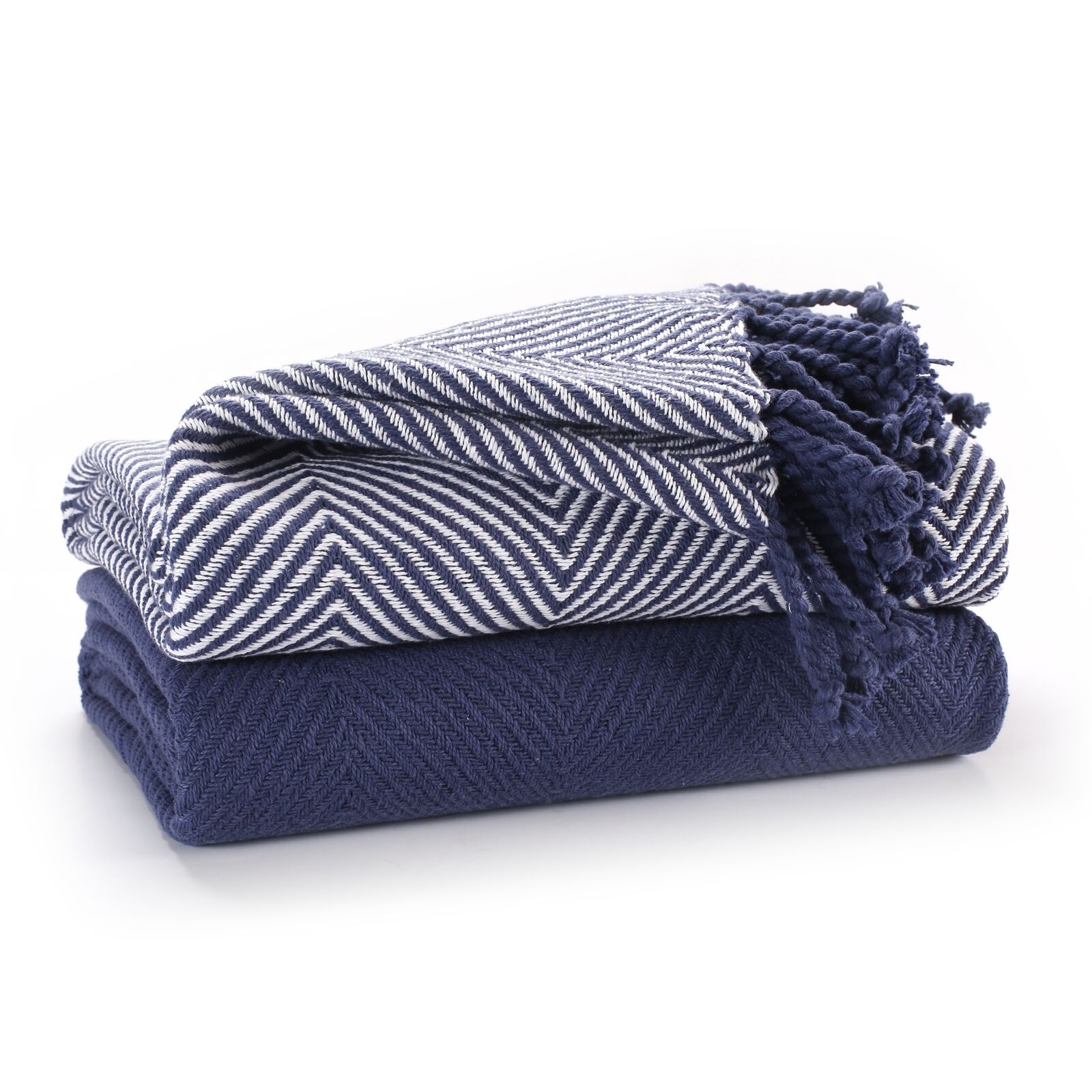 Luxury Pack of 2 Cotton Complimenting Throws for Sofa Blanket,125x 150cms-Single