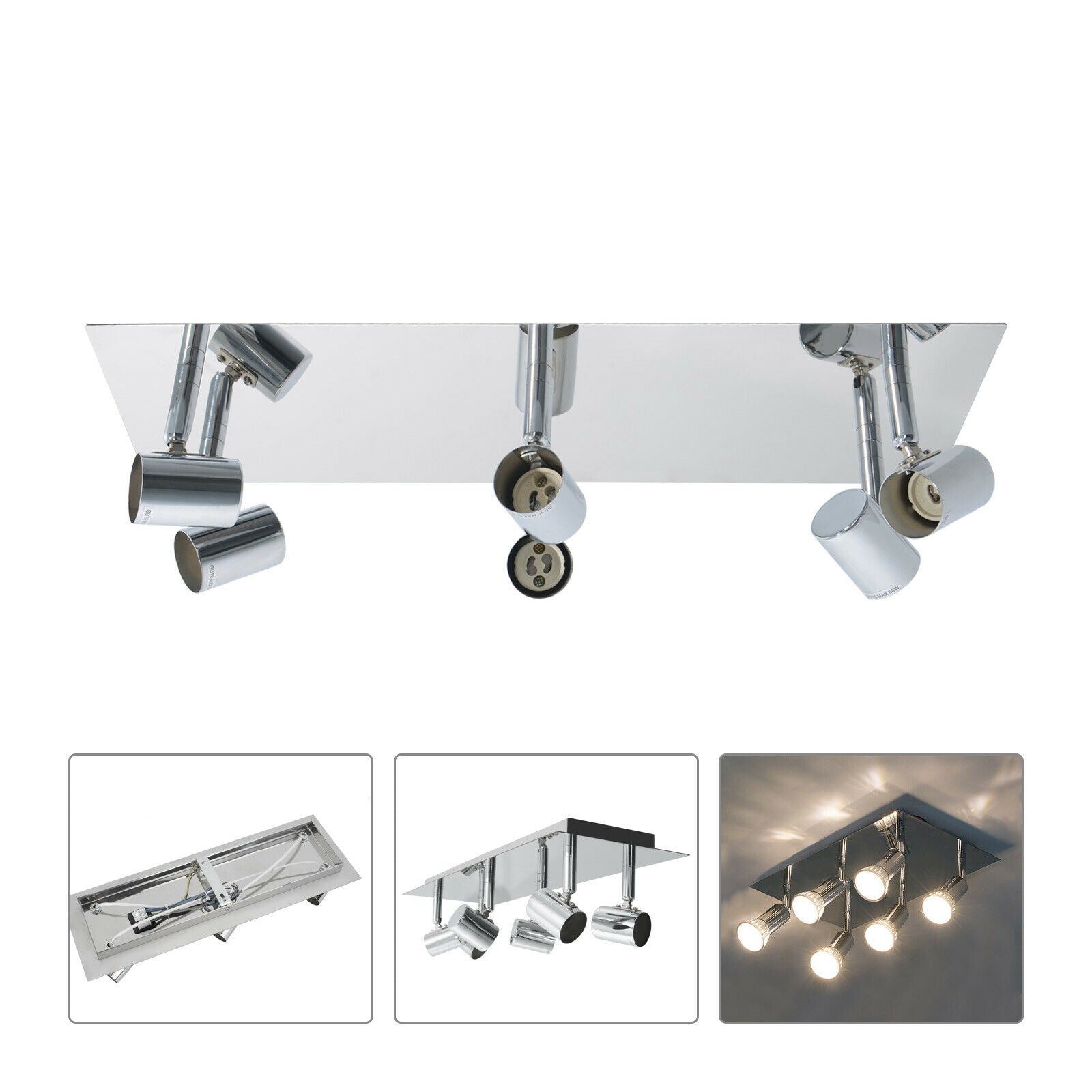 6 Arm LED Ceiling Light Fitting Adjustable Kitchen Spot Lamp Bulb Spotlight