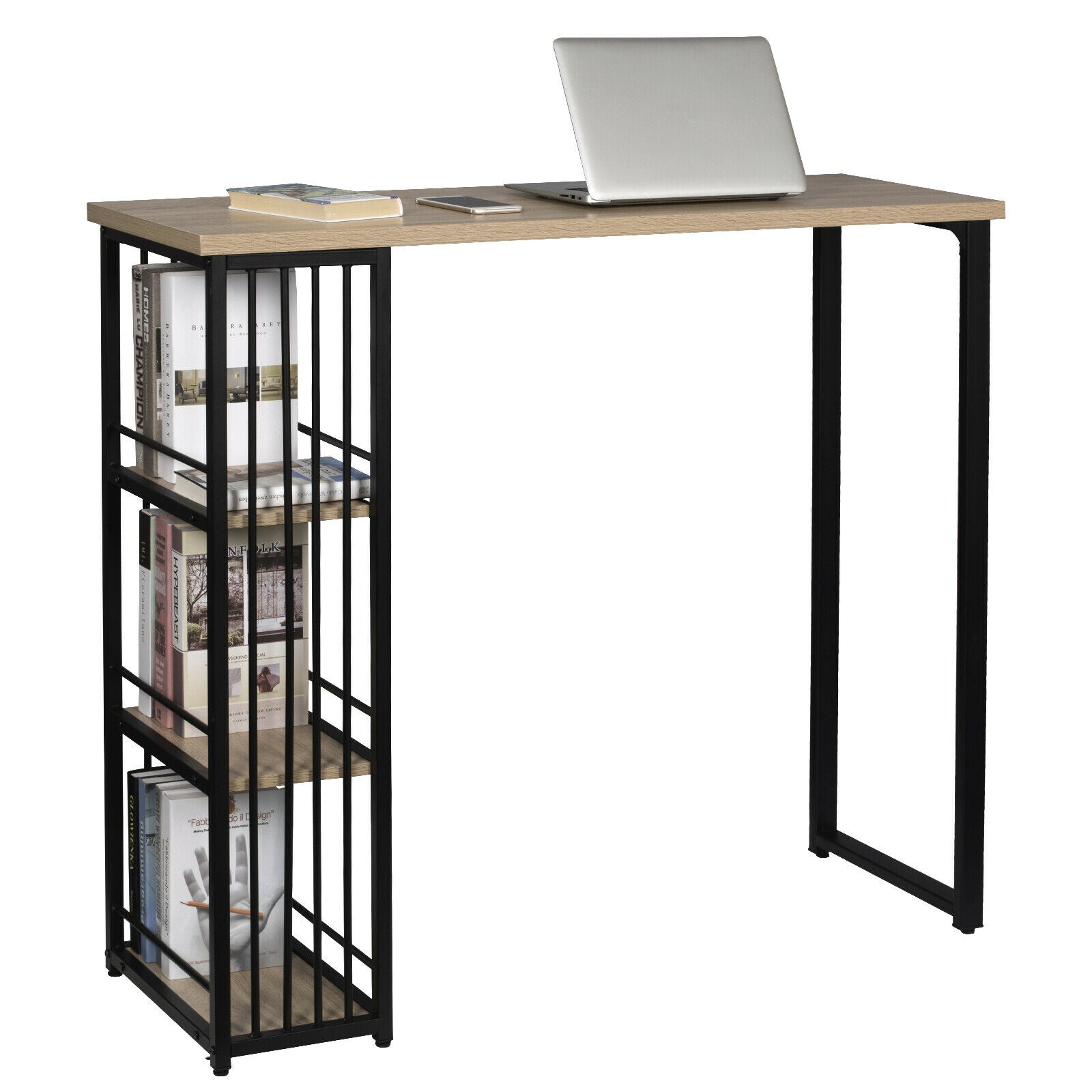 Bar Table Bistro Table with Storage Shelves MDF Metal Breakfast Dining Kitchen