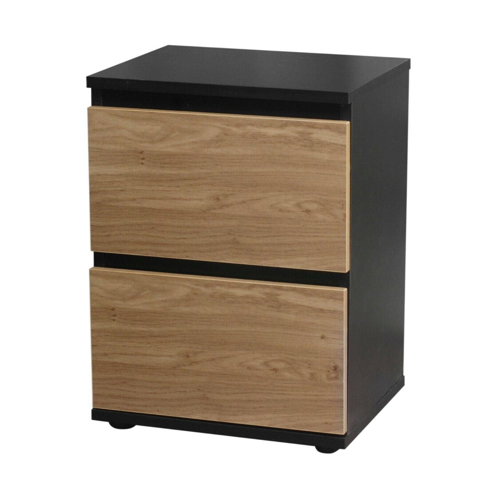 2 Drawer Wooden Bedroom Bedside Cabinet No Handle Nightstand Side Table