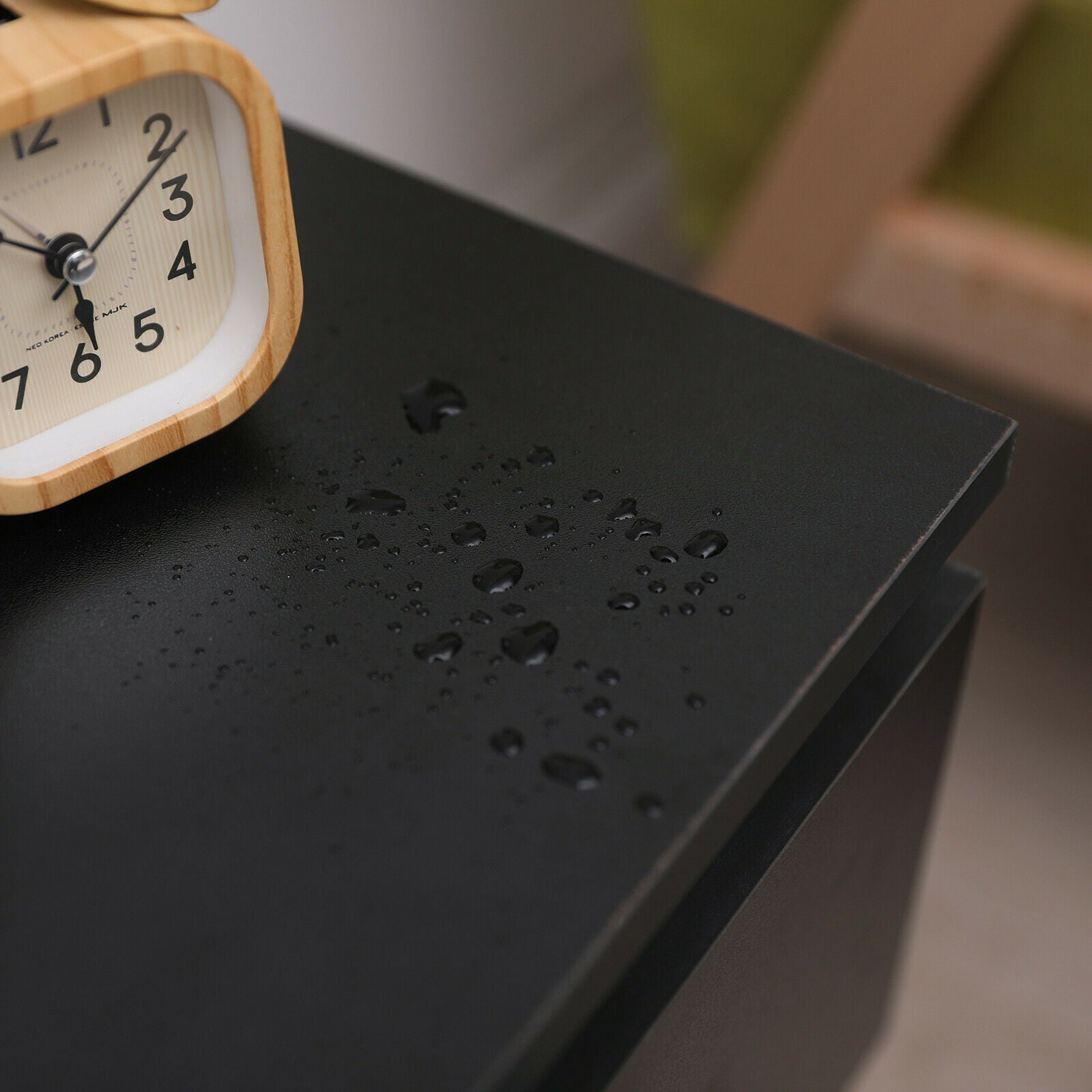 Modern Black Bedside Table Cabinet w/2 Drawers Nightstand Storage Furniture