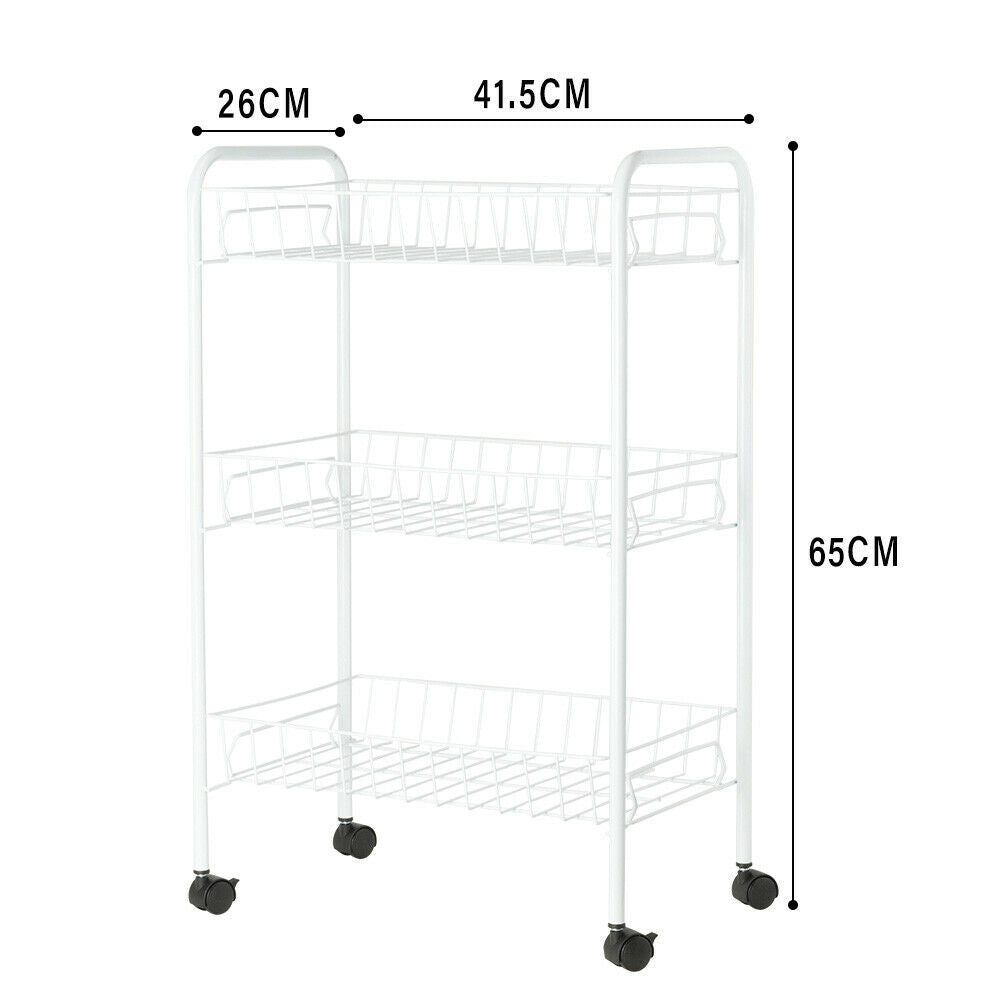 3 Tier Gap Kitchen Cart Slim Slide Out Storage Tower Rack 4 Wheels Roll