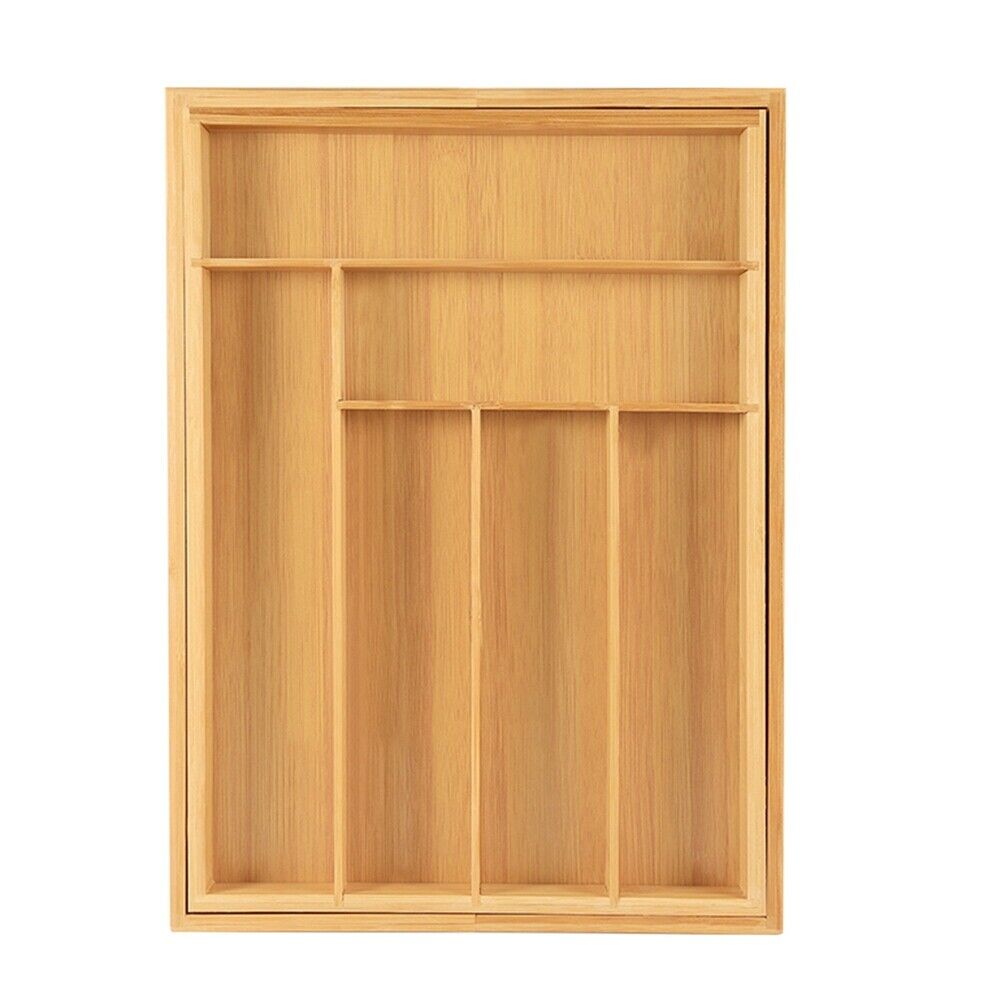 New Cutlery Organiser Drawer Storage Tray Wooden Bamboo Expandable Extending