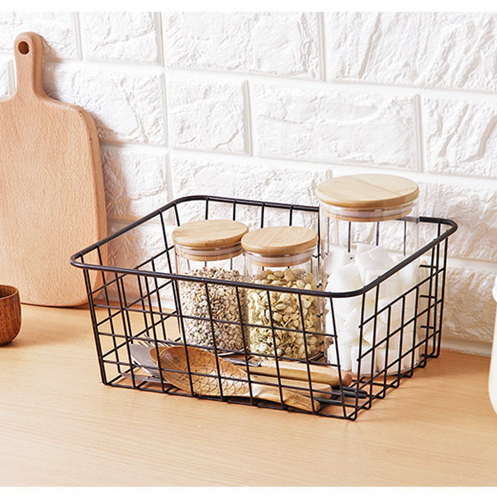 2pcs Iron Storage Basket Metal Wire Mesh Basketry Bathroom kitchen Tray Desk UK