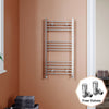 Chrome Towel Rail Radiator Rads Bathroom Heated Straight Ladder Warmer w/ Valves