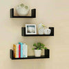 Set of 3 U Shape shelves Floating Wall Shelve Home Decor Storage Wood Shelf Unit