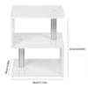 White Coffee Table Bedside Side Table 2 Shelves Storage Nightstand Furniture LED