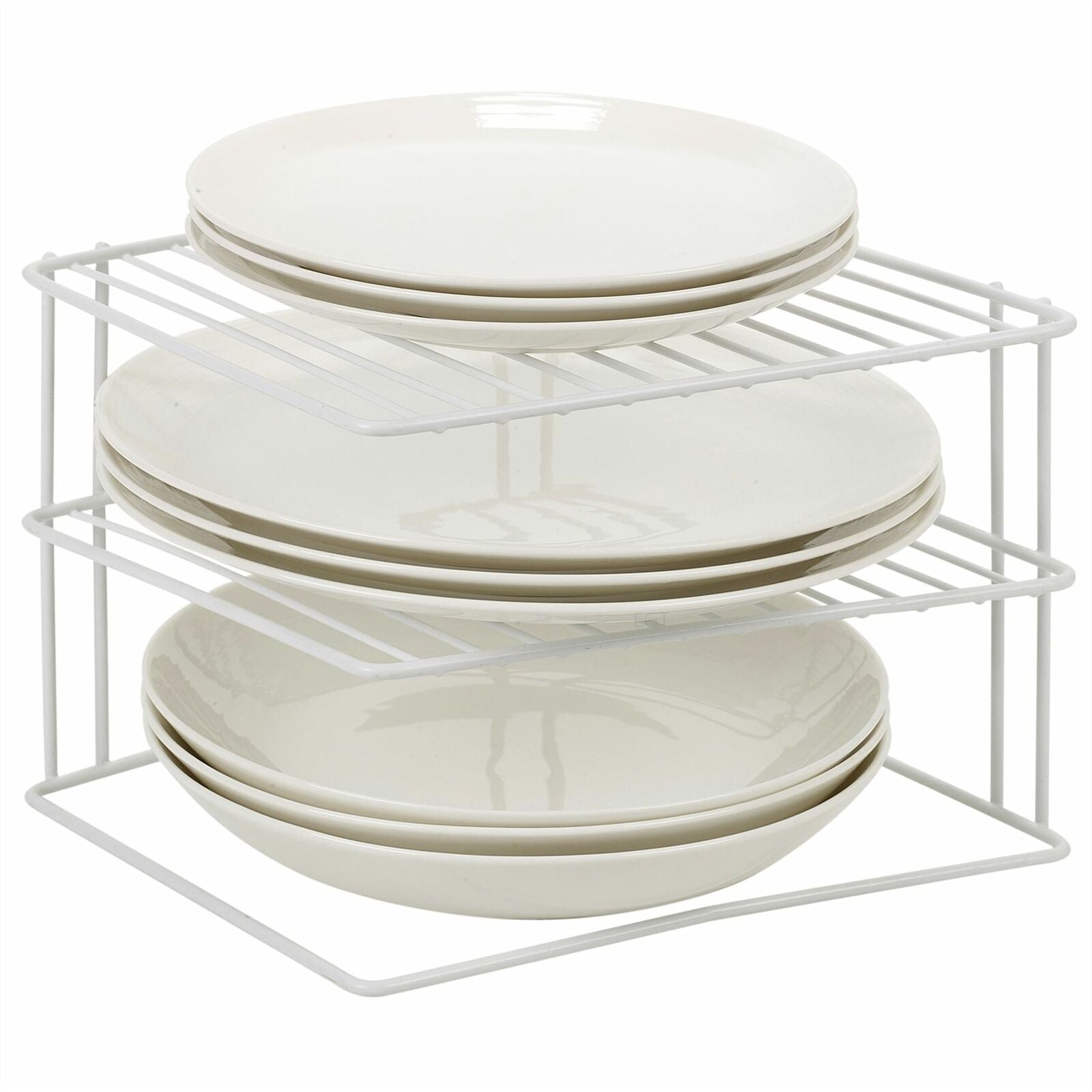 3 Tier Corner Plate Kitchen Cupboard Organiser Tidy Storage Rack Dish Stand