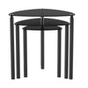SET OF 3 NESTING TABLES/END SIDE TABLE-Black Glass,Chrome Legs -