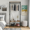 Coat rank Shoe Rack Hanging Bench Seat Hanger with Removable 6 Hooks Wood