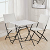 3 pcs Chair Table Set Foldable PE+Metal Cushioned Chair Outdoor Yard Garden uk