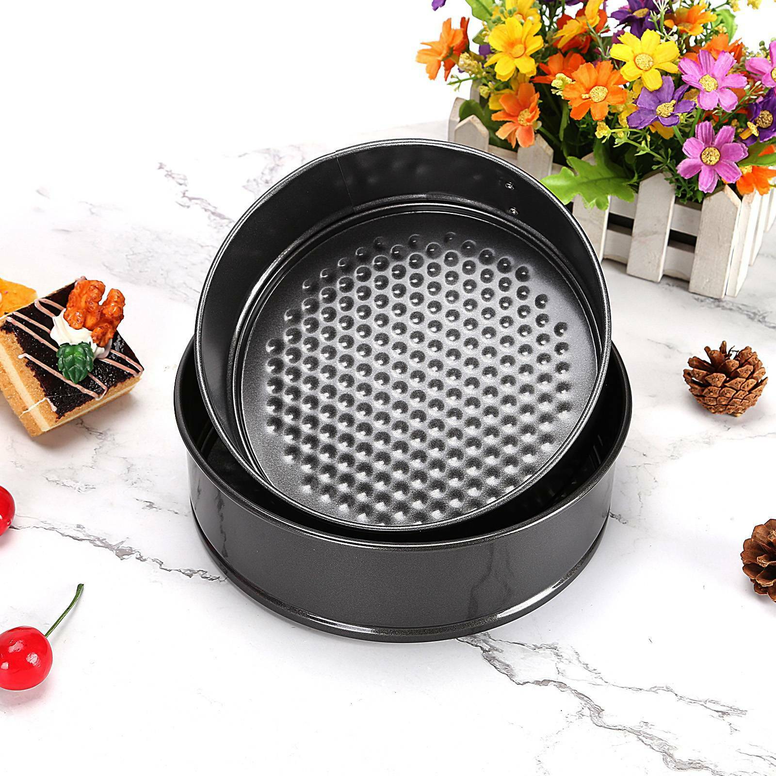 SET OF 6 ROUND CAKE MAKING TINS NON STICK BAKING BAKE TRAY HOME PARTY WEDDING