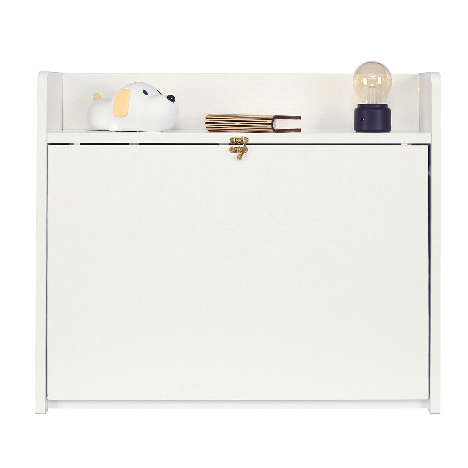 Wall-Mounted Folding Table Laptop Computer Desk with Shelves Cabinet Home Study