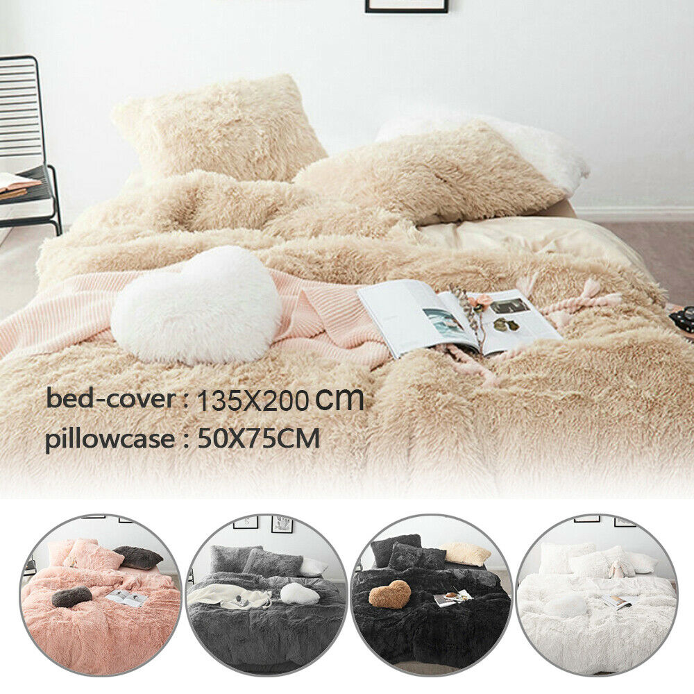 Teddy Fleece Duvet Cover Set Soft Warm Cosy Quilt Cover Set Single Double King