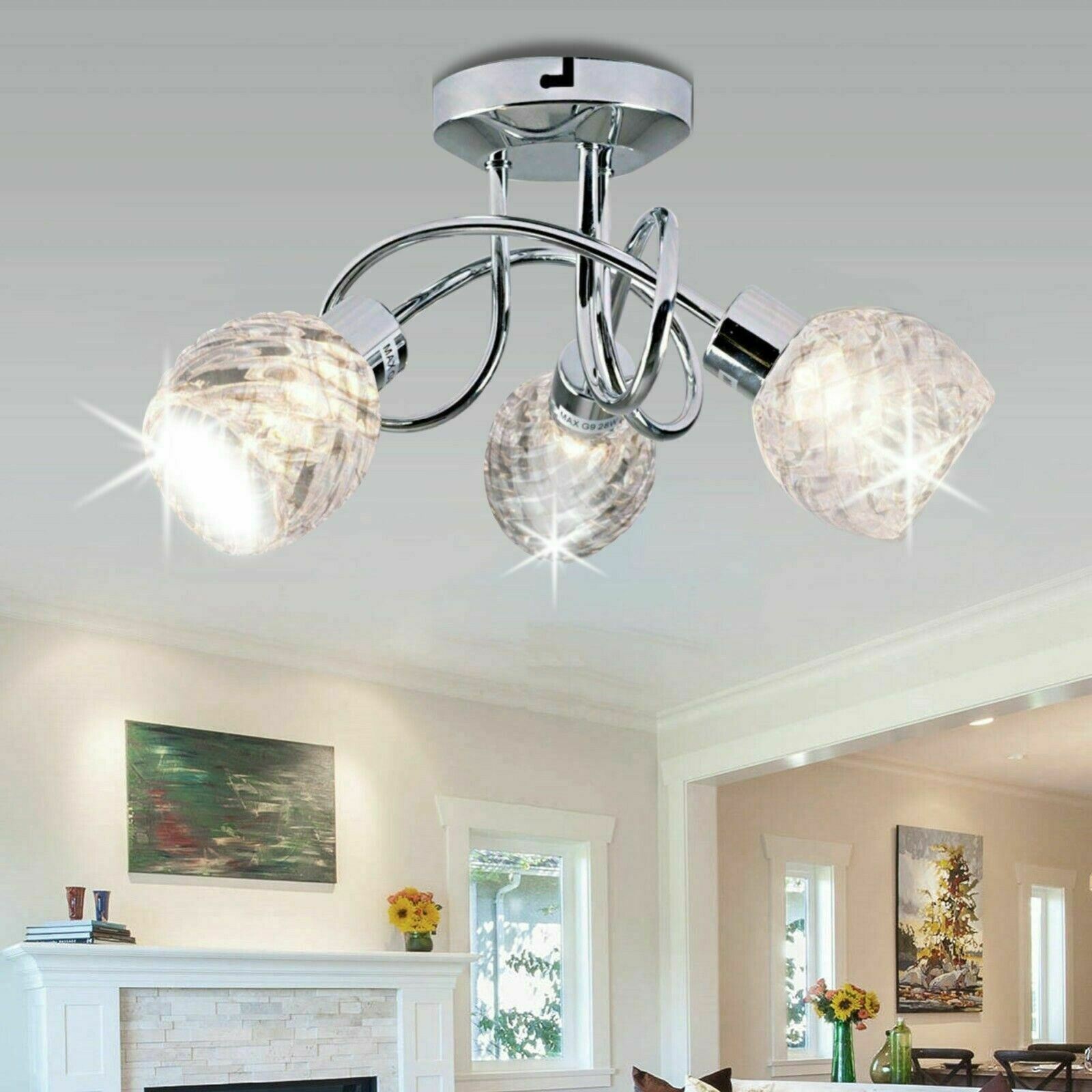 LED Crystal Ceiling Light Chandelier 3 way Lamp Kitchen Bed Living room Lights