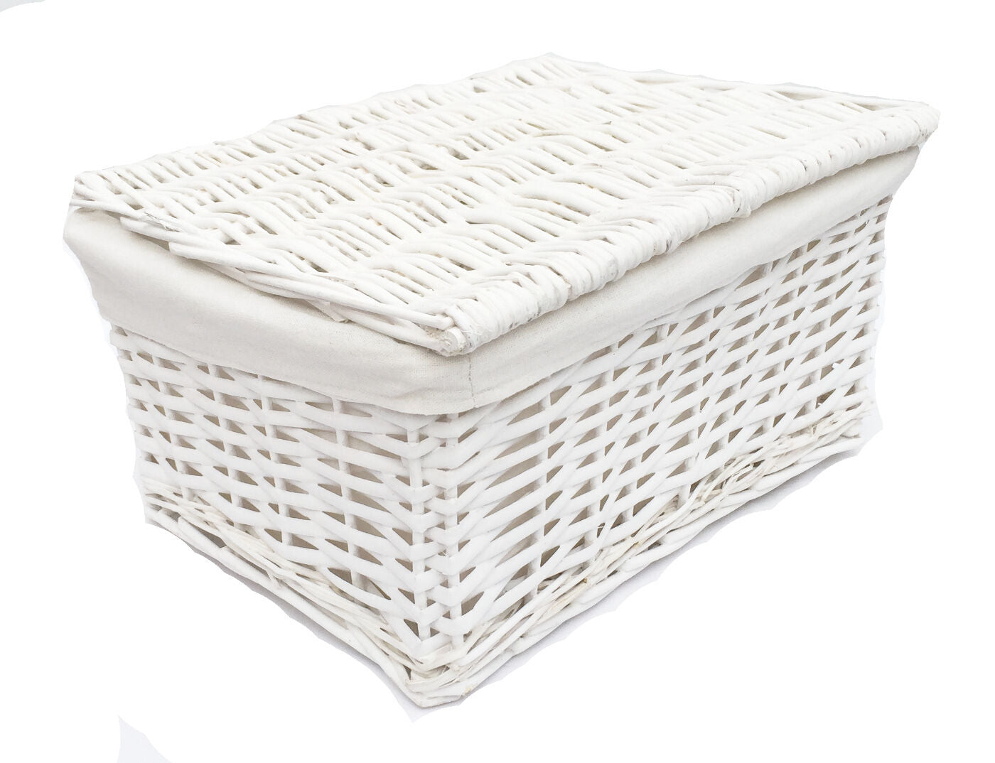 Black White Grey Lidded Wicker Storage Toy Box Empty Hamper Basket Lining
