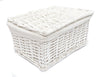 Black White Grey Lidded Wicker Storage Toy Box Empty Hamper Basket Lining