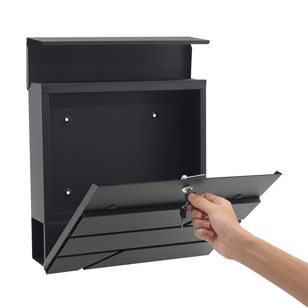 Home Garden Mail Box Lockable Post Letter Box w/Keys Door Porch Galvanised Steel