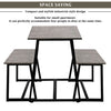 4-Seater Dining Table Set with 2 Benches Breakfast Kitchen Furniture Steel Frame