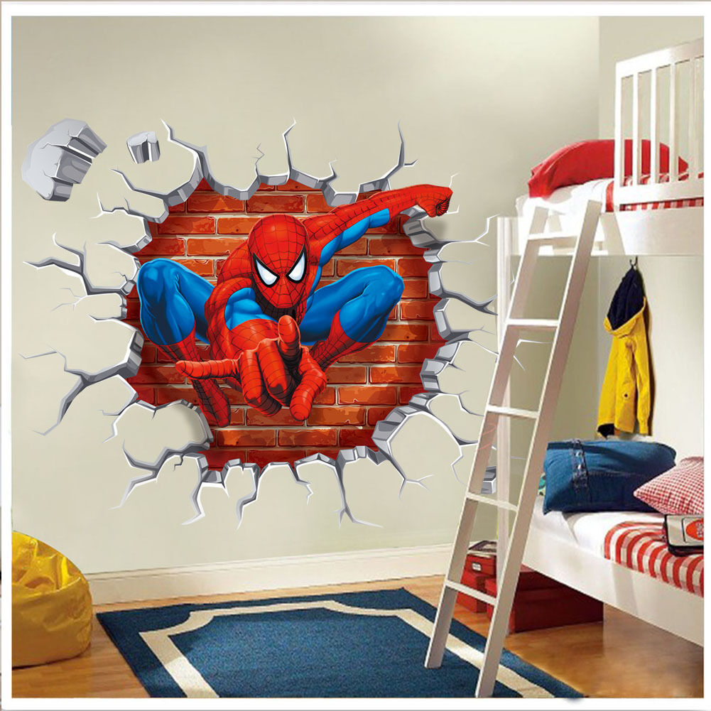 3D Spider man kids room decor boy gift Wall sticker wall decals wallpaper UK 98a
