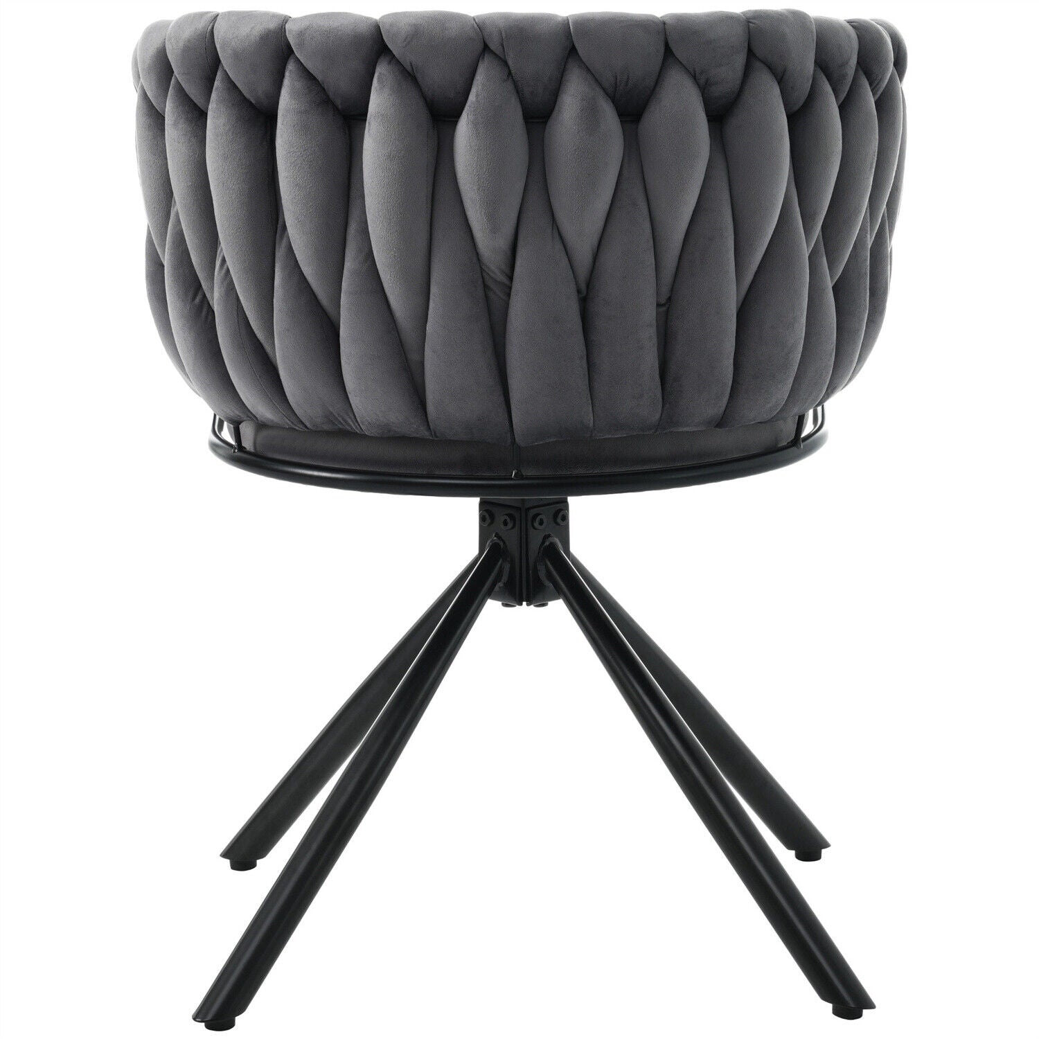 Velvet Dining Chair with Metal Legs Kitchen Chair Swivel Armchair Modern Grey HT