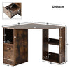 Corner Computer Desk with Drawers & Storage Shelves Home Office Study Table HT